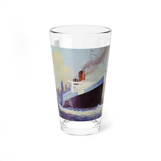 Queen Mary Leaving New York Harbor (Magazine Illustration) Pint Glass 16oz 16oz - Go Mug Yourself