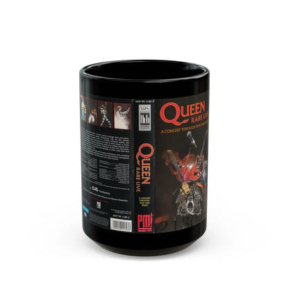 QUEEN RARE LIVE A CONCERT THROUGH TIME AND SPACE (VHS COVER) - Black Coffee Mug-15oz-Go Mug Yourself