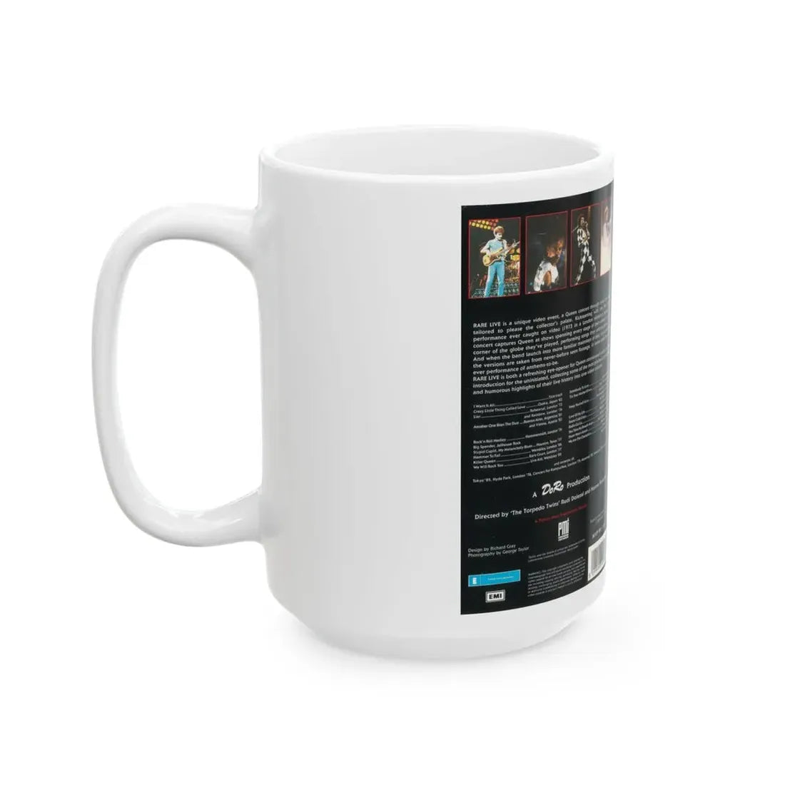 QUEEN RARE LIVE A CONCERT THROUGH TIME AND SPACE (VHS COVER) - White Coffee Mug - Go Mug Yourself