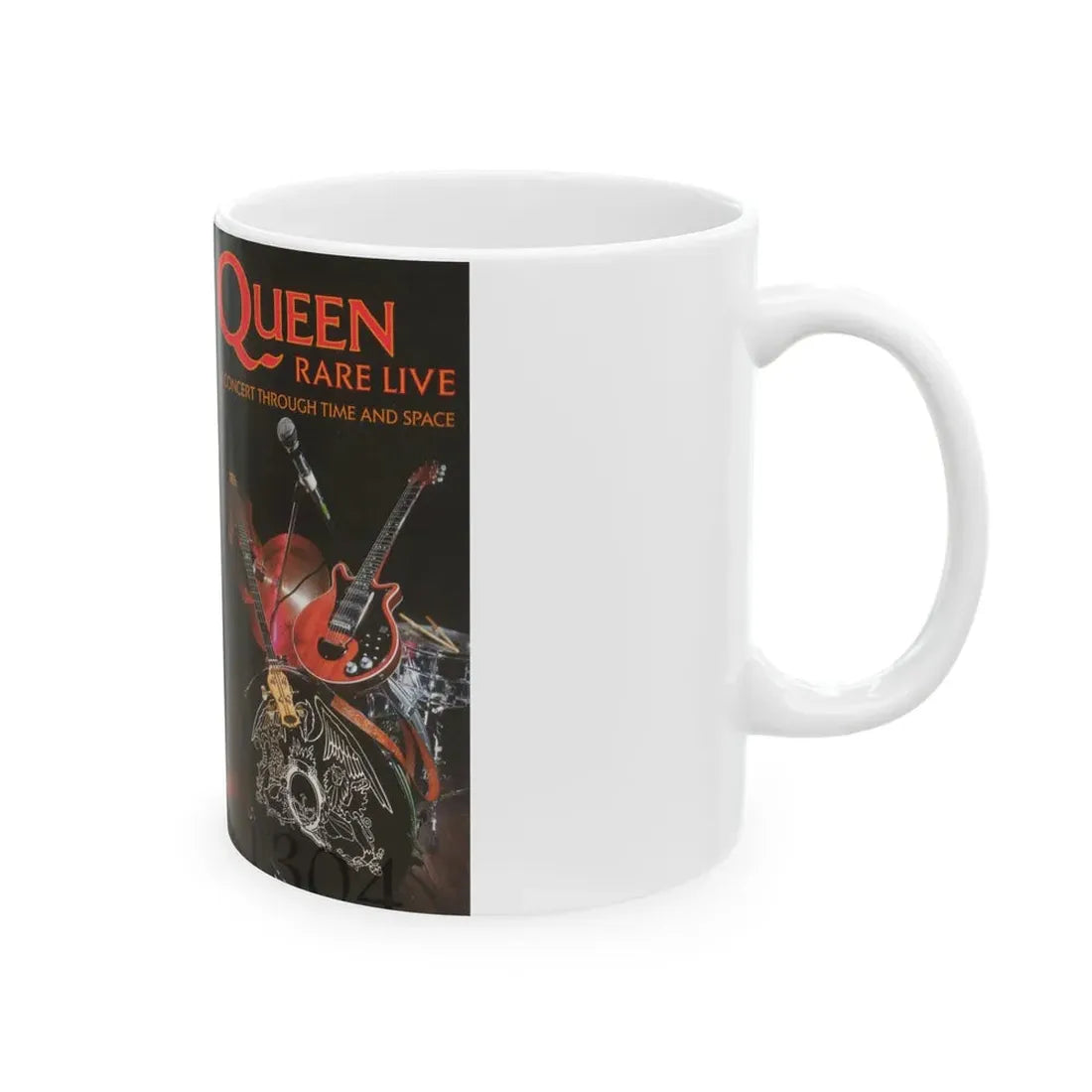 QUEEN RARE LIVE A CONCERT THROUGH TIME AND SPACE (VHS COVER) - White Coffee Mug - Go Mug Yourself
