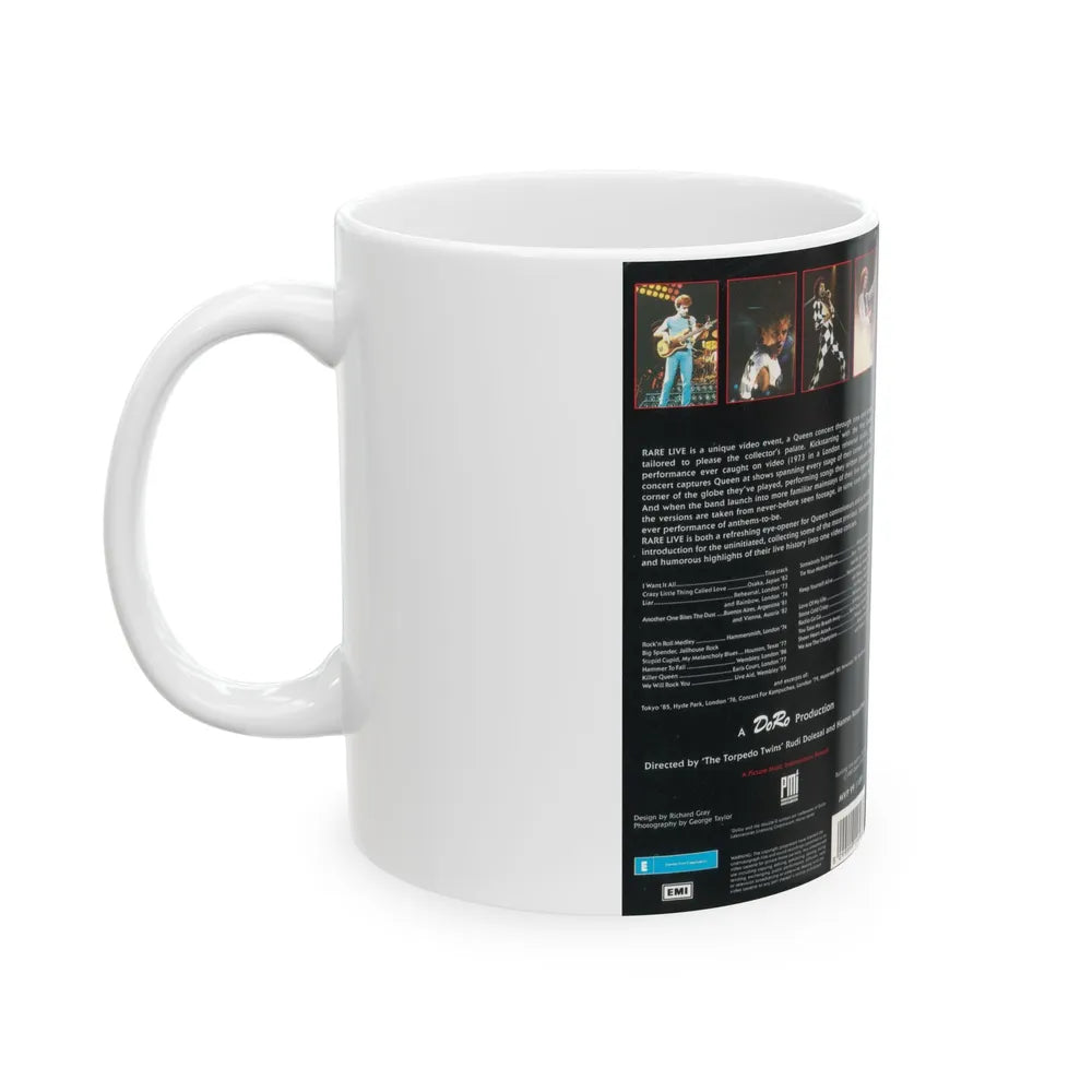 QUEEN RARE LIVE A CONCERT THROUGH TIME AND SPACE (VHS COVER) - White Coffee Mug-Go Mug Yourself