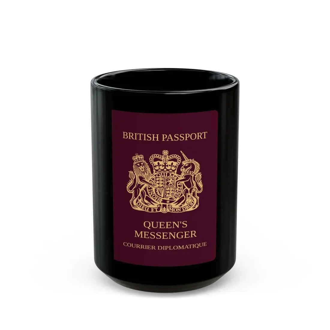 Queen's Messenger Passport - Black Coffee Mug 15oz - Go Mug Yourself