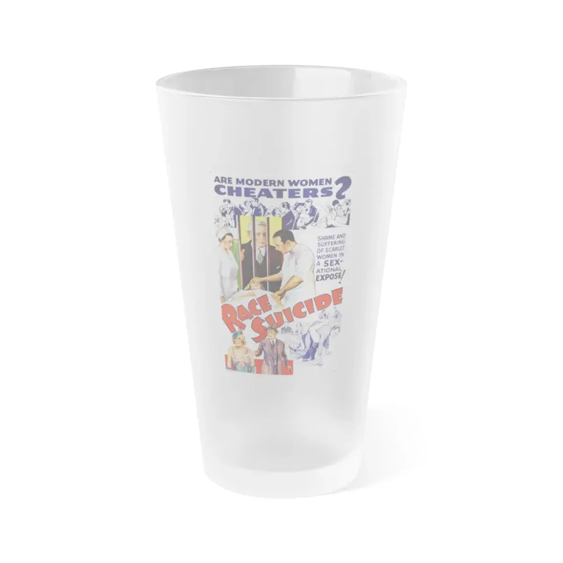 RACE SUICIDE (VICTIMS OF PASSION) 1938 Movie Poster - Frosted Pint Glass 16oz Default Title - Go Mug Yourself