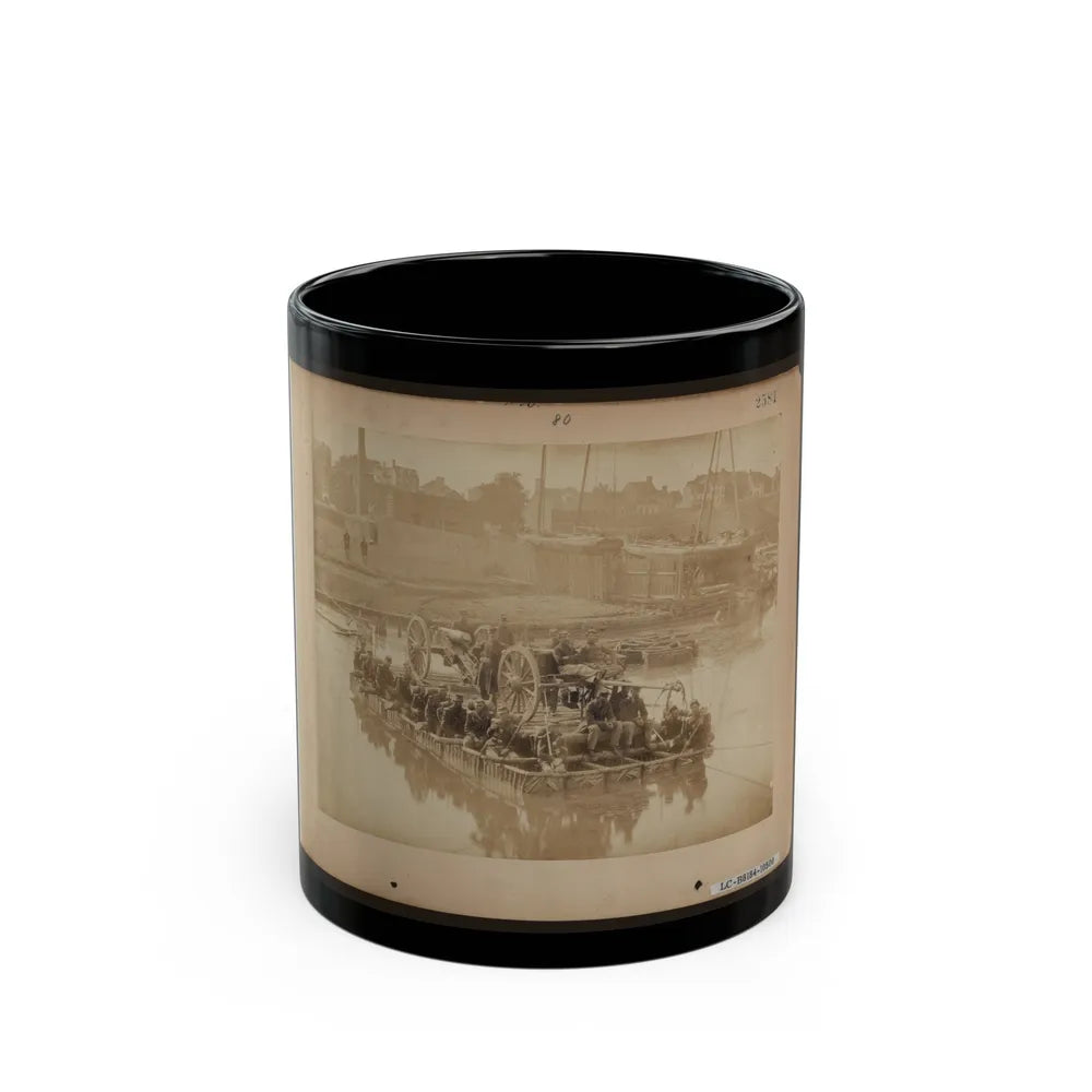 Raft Of Blanket Boats Ferrying Field Artillery And Men Over Potomac River (U.S. Civil War) Black Coffee Mug-11oz-Go Mug Yourself