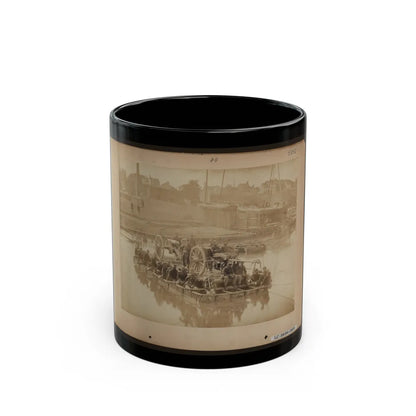 Raft Of Blanket Boats Ferrying Field Artillery And Men Over Potomac River (U.S. Civil War) Black Coffee Mug-11oz-Go Mug Yourself