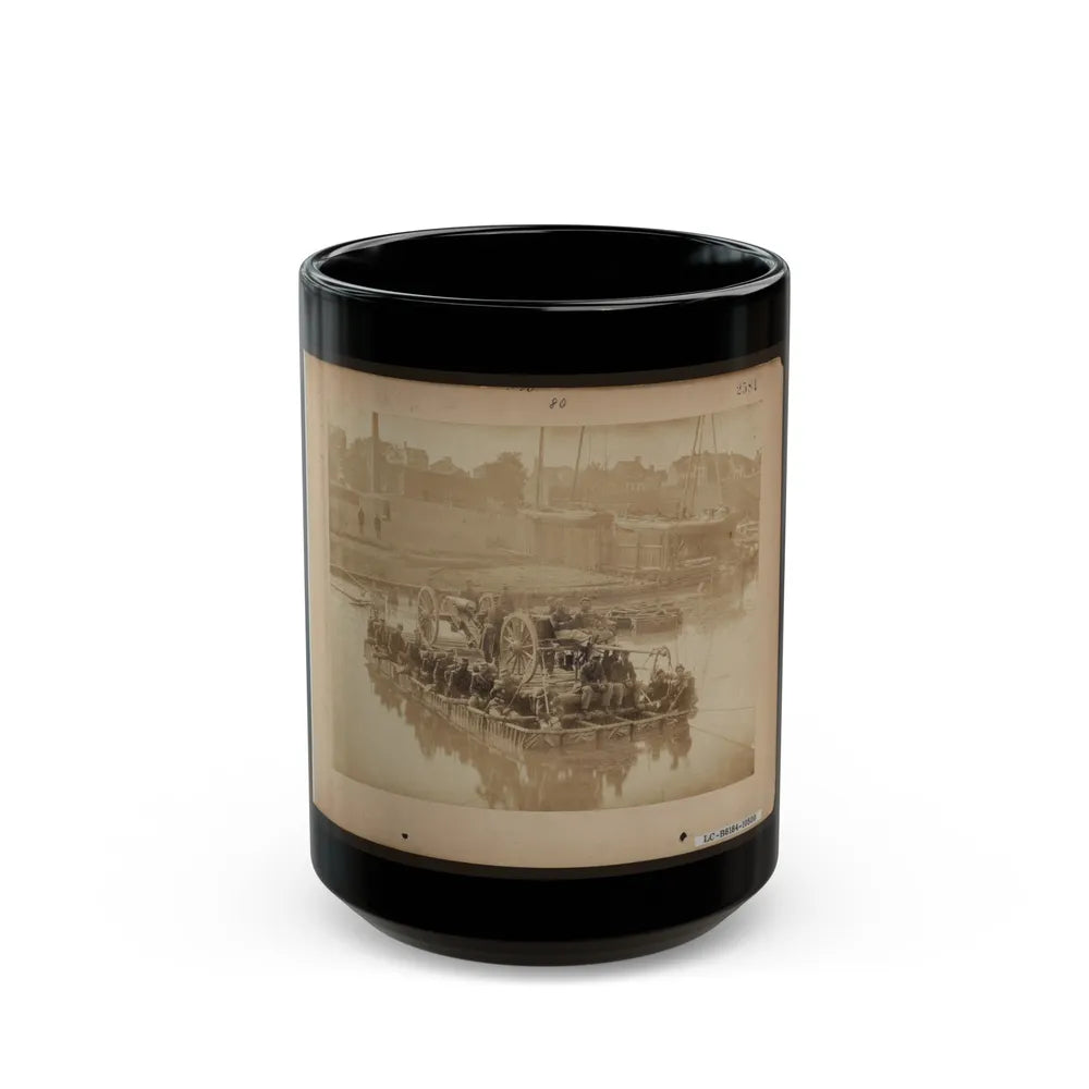 Raft Of Blanket Boats Ferrying Field Artillery And Men Over Potomac River (U.S. Civil War) Black Coffee Mug-15oz-Go Mug Yourself