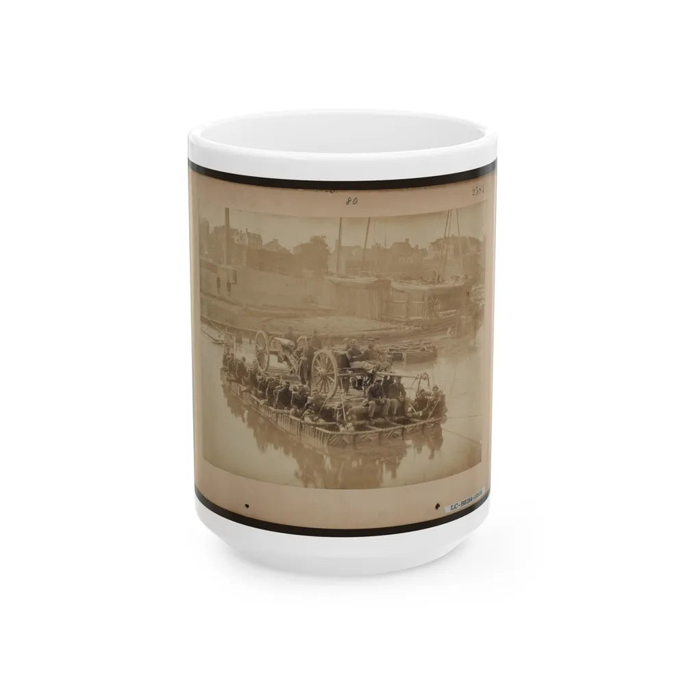 Raft Of Blanket Boats Ferrying Field Artillery And Men Over Potomac River (U.S. Civil War) White Coffee Mug-15oz-Go Mug Yourself