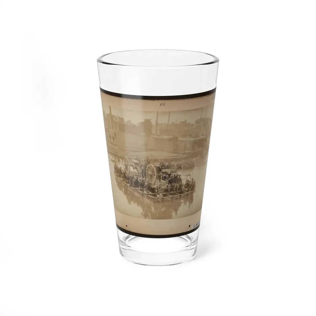 Raft Of Blanket Boats Ferrying Field Artillery And Men Over Potomac River (U.S. Civil War) Pint Glass 16oz 16oz - Go Mug Yourself