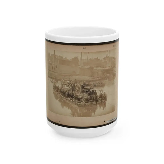 Raft Of Blanket Boats Ferrying Field Artillery And Men Over Potomac River (U.S. Civil War) White Coffee Mug 15oz - Go Mug Yourself