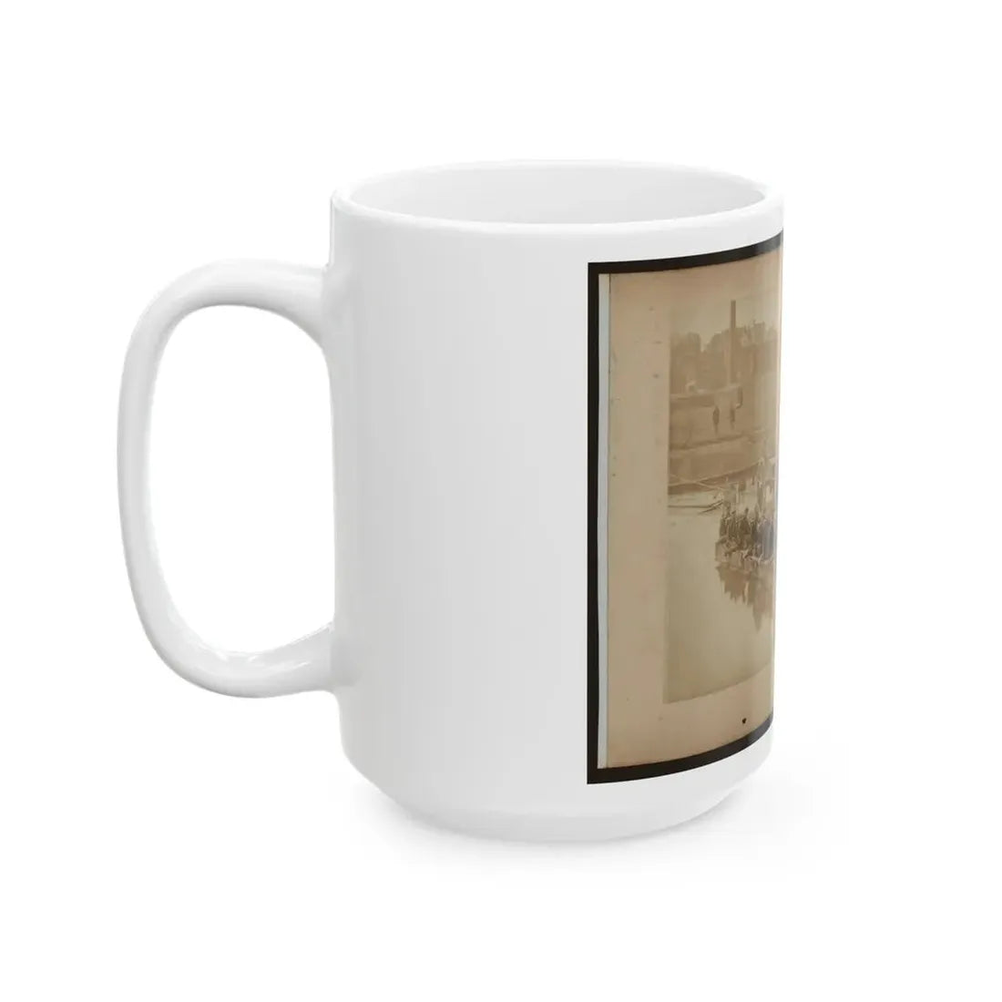 Raft Of Blanket Boats Ferrying Field Artillery And Men Over Potomac River (U.S. Civil War) White Coffee Mug - Go Mug Yourself