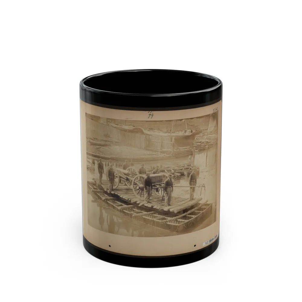 Raft Of Blanket Boats Ferrying Field Artillery And Soldiers Across The Potomac River (U.S. Civil War) Black Coffee Mug-11oz-Go Mug Yourself