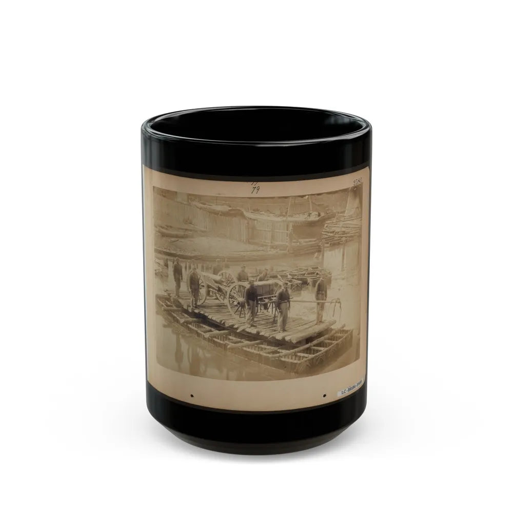 Raft Of Blanket Boats Ferrying Field Artillery And Soldiers Across The Potomac River (U.S. Civil War) Black Coffee Mug-15oz-Go Mug Yourself