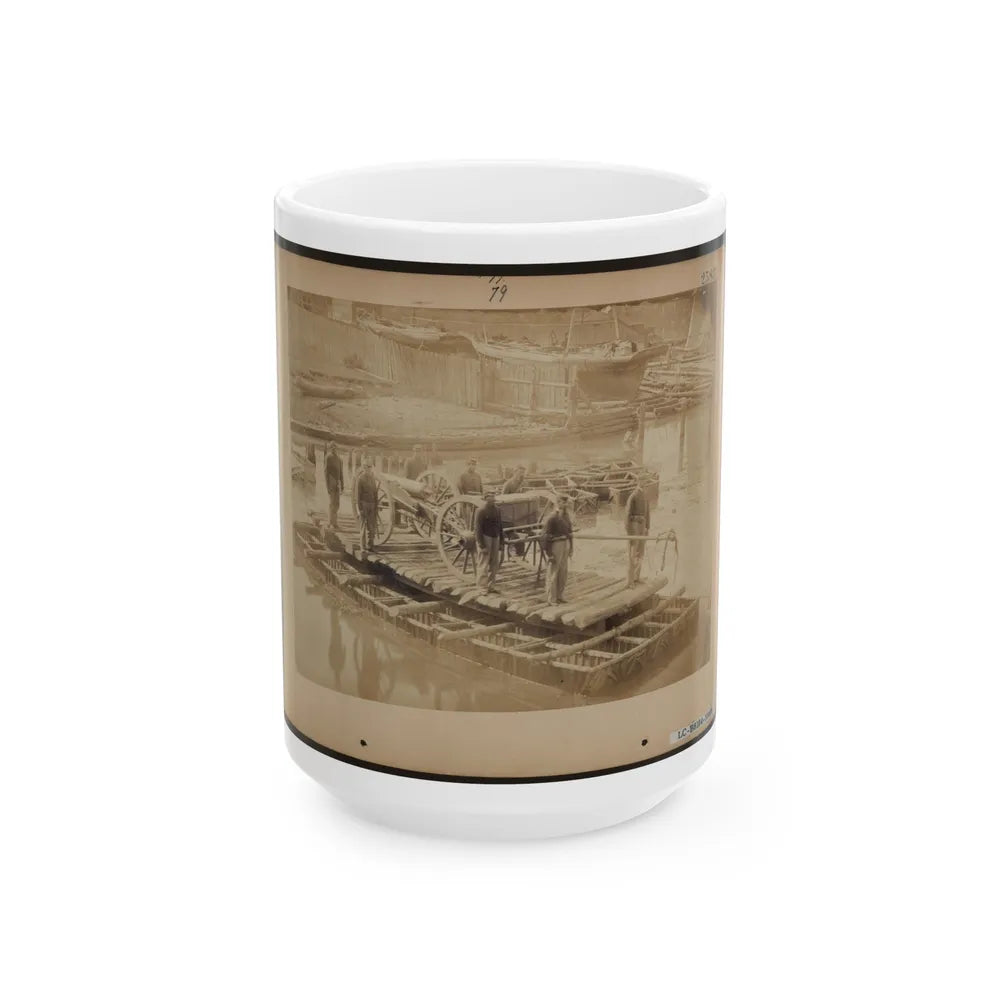 Raft Of Blanket Boats Ferrying Field Artillery And Soldiers Across The Potomac River (U.S. Civil War) White Coffee Mug-15oz-Go Mug Yourself