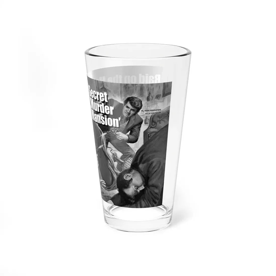 Raid on the Mob's Secret Murder Mansion, Men magazine, September 1971 (Magazine Illustration) Pint Glass 16oz - Go Mug Yourself