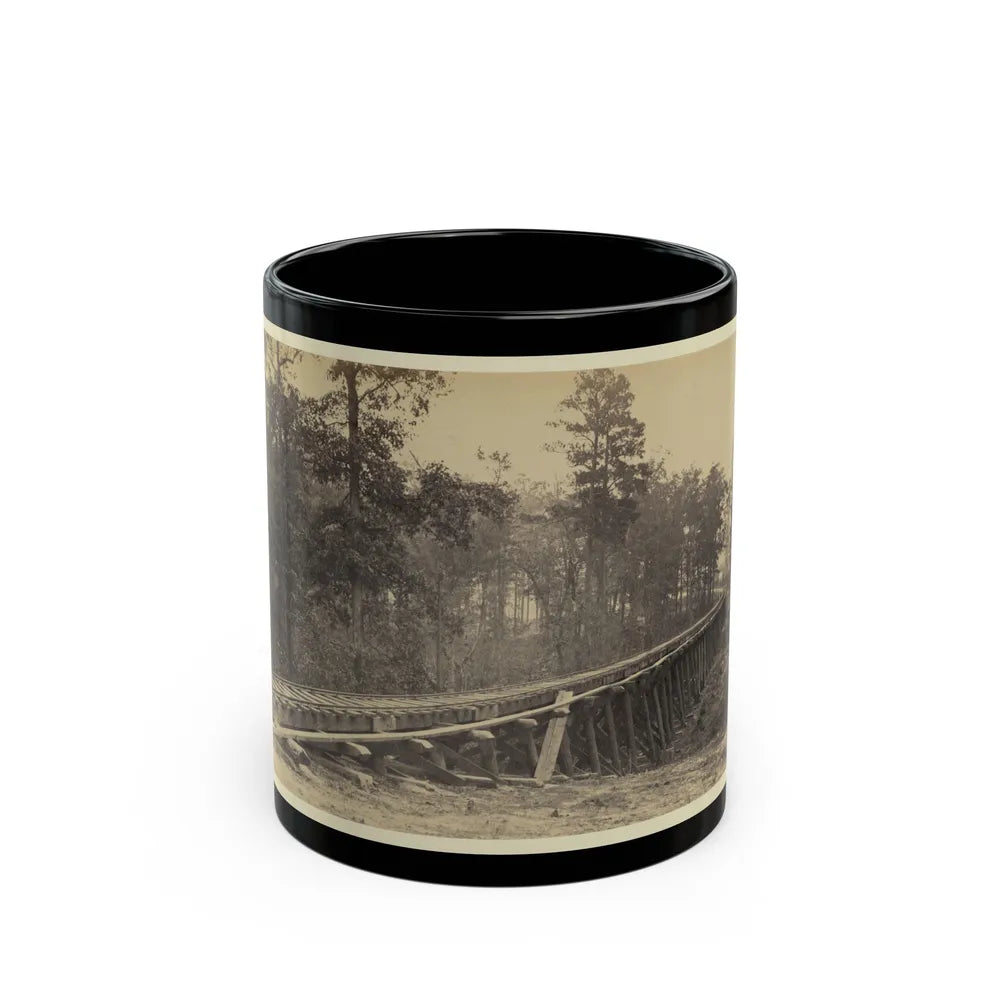 Railroad Bridge With Timber Trestles (U.S. Civil War) Black Coffee Mug-11oz-Go Mug Yourself