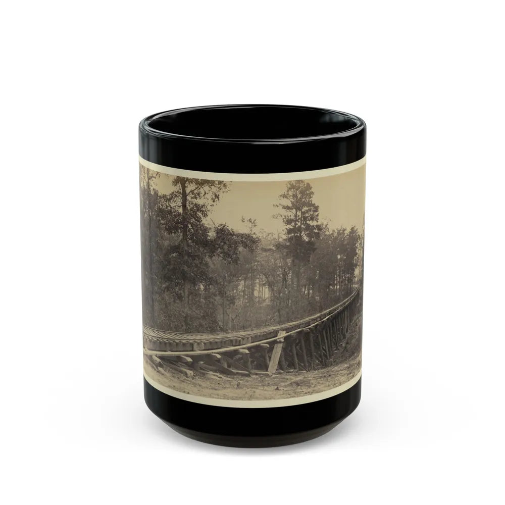 Railroad Bridge With Timber Trestles (U.S. Civil War) Black Coffee Mug-15oz-Go Mug Yourself