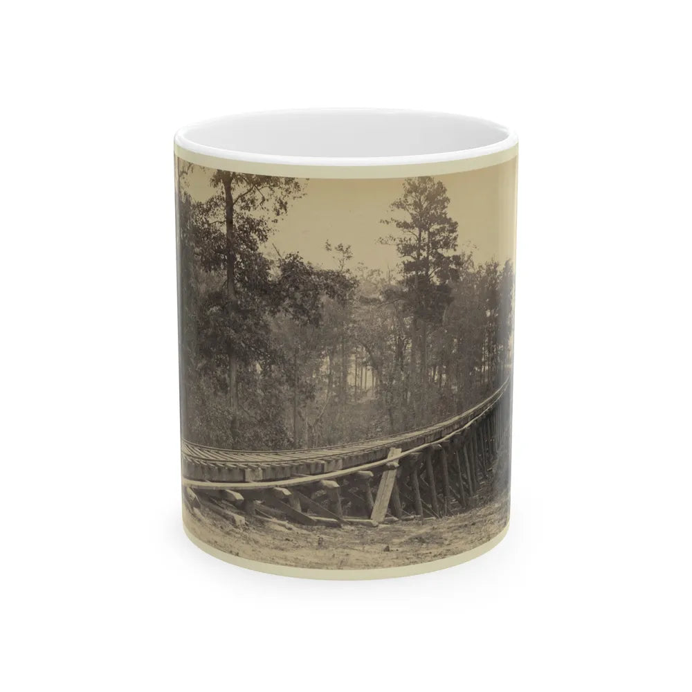 Railroad Bridge With Timber Trestles (U.S. Civil War) White Coffee Mug-11oz-Go Mug Yourself