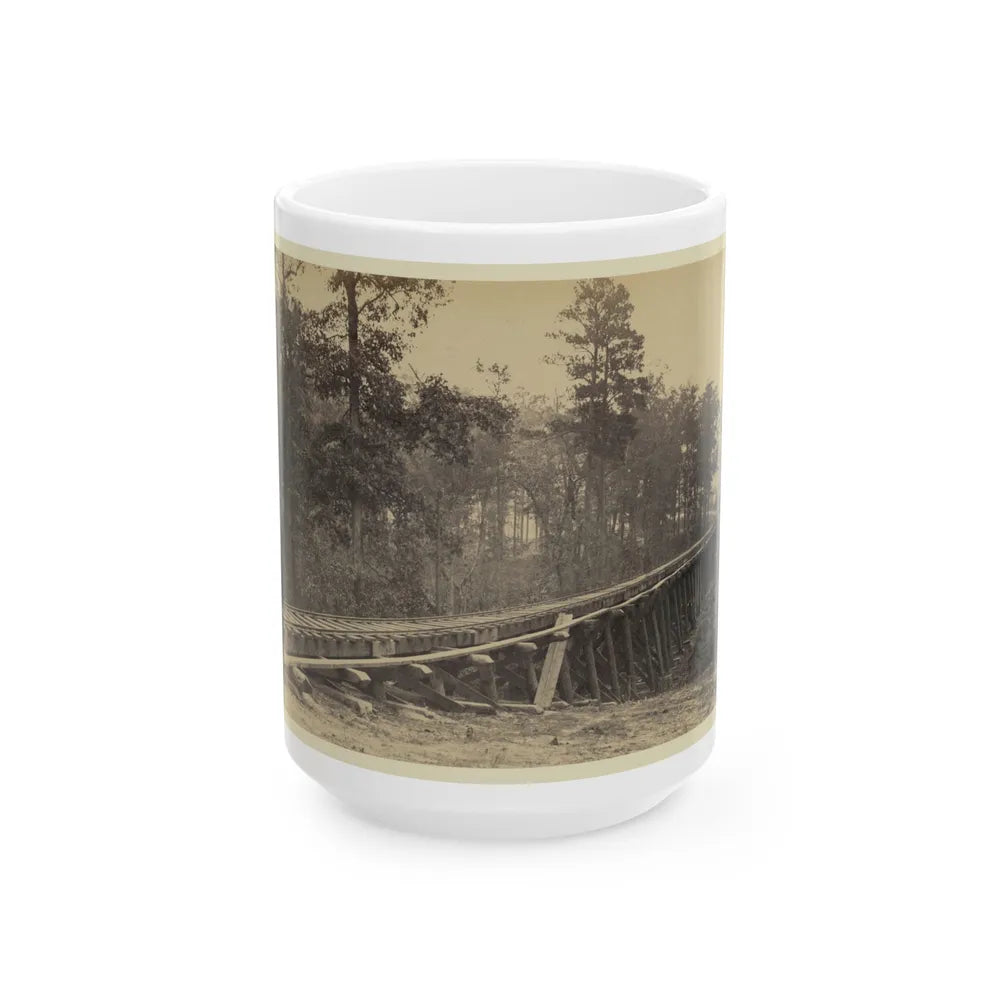 Railroad Bridge With Timber Trestles (U.S. Civil War) White Coffee Mug-15oz-Go Mug Yourself