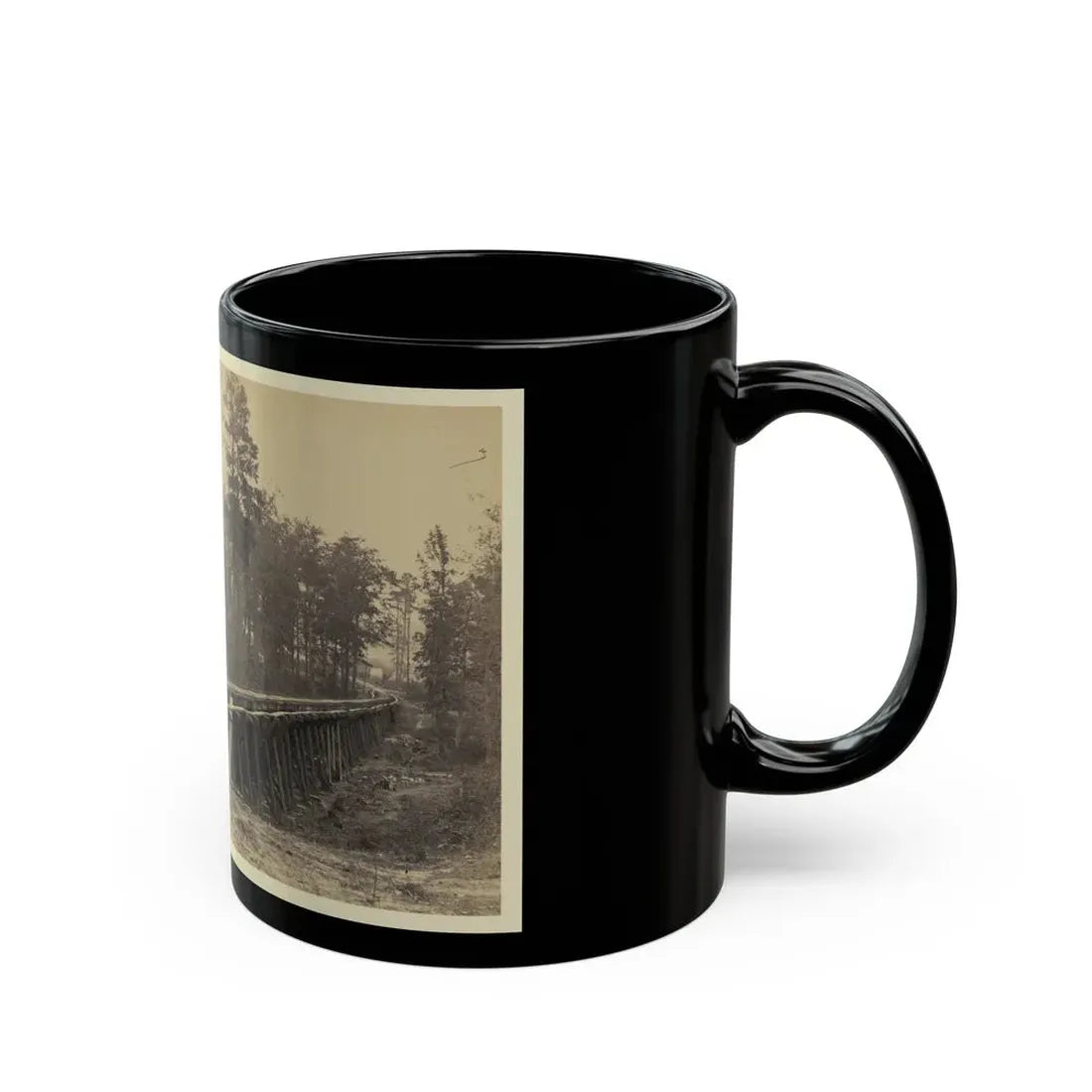 Railroad Bridge With Timber Trestles (U.S. Civil War) Black Coffee Mug - Go Mug Yourself
