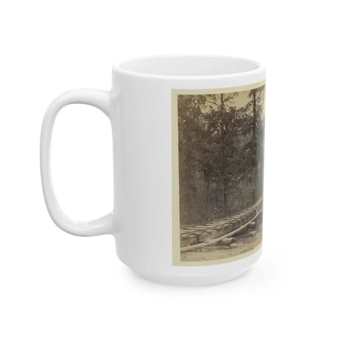 Railroad Bridge With Timber Trestles (U.S. Civil War) White Coffee Mug - Go Mug Yourself