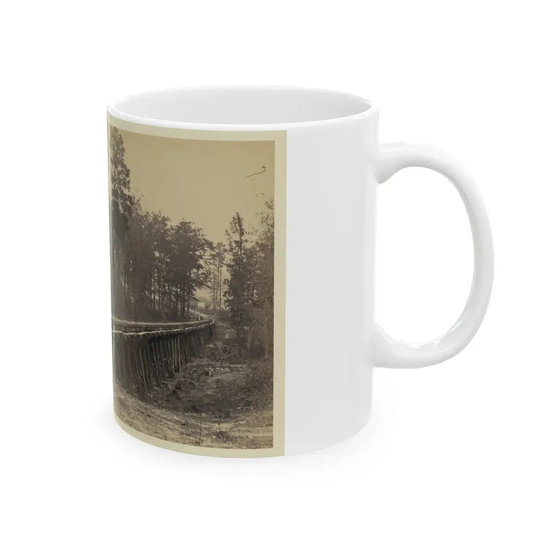 Railroad Bridge With Timber Trestles (U.S. Civil War) White Coffee Mug - Go Mug Yourself