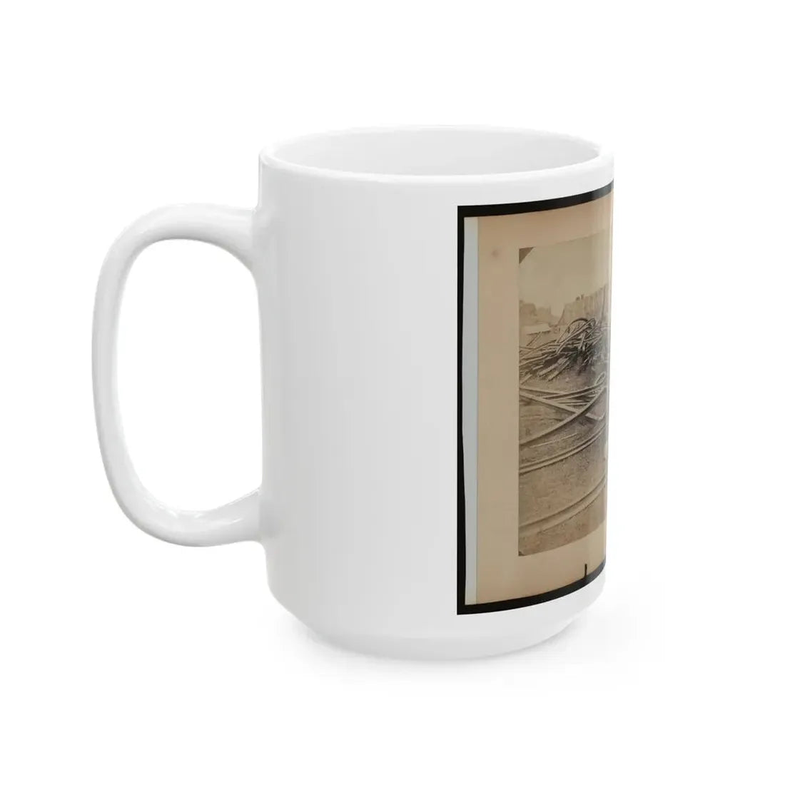 Railroad Construction Worker Straightening Track; Pile Of Twisted Rails In Background. 1862-63 (U.S. Civil War) White Coffee Mug - Go Mug Yourself