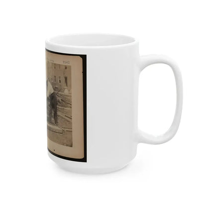 Railroad Construction Worker Straightening Track; Pile Of Twisted Rails In Background. 1862-63 (U.S. Civil War) White Coffee Mug - Go Mug Yourself