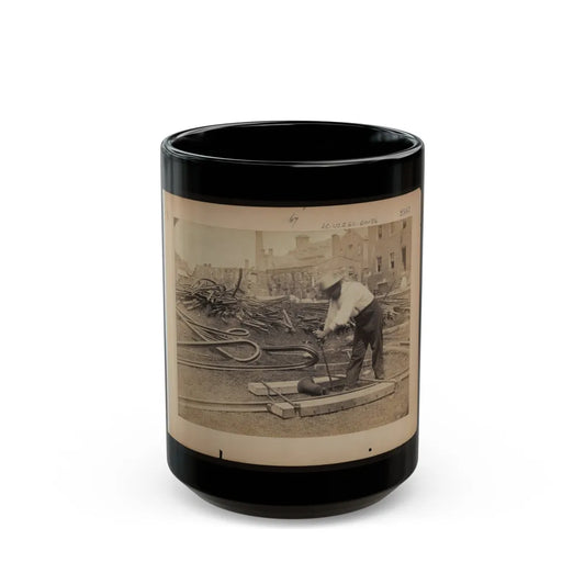 Railroad Construction Worker Straightening Track; Pile Of Twisted Rails In Background. 1862-63 (U.S. Civil War) Black Coffee Mug-15oz-Go Mug Yourself