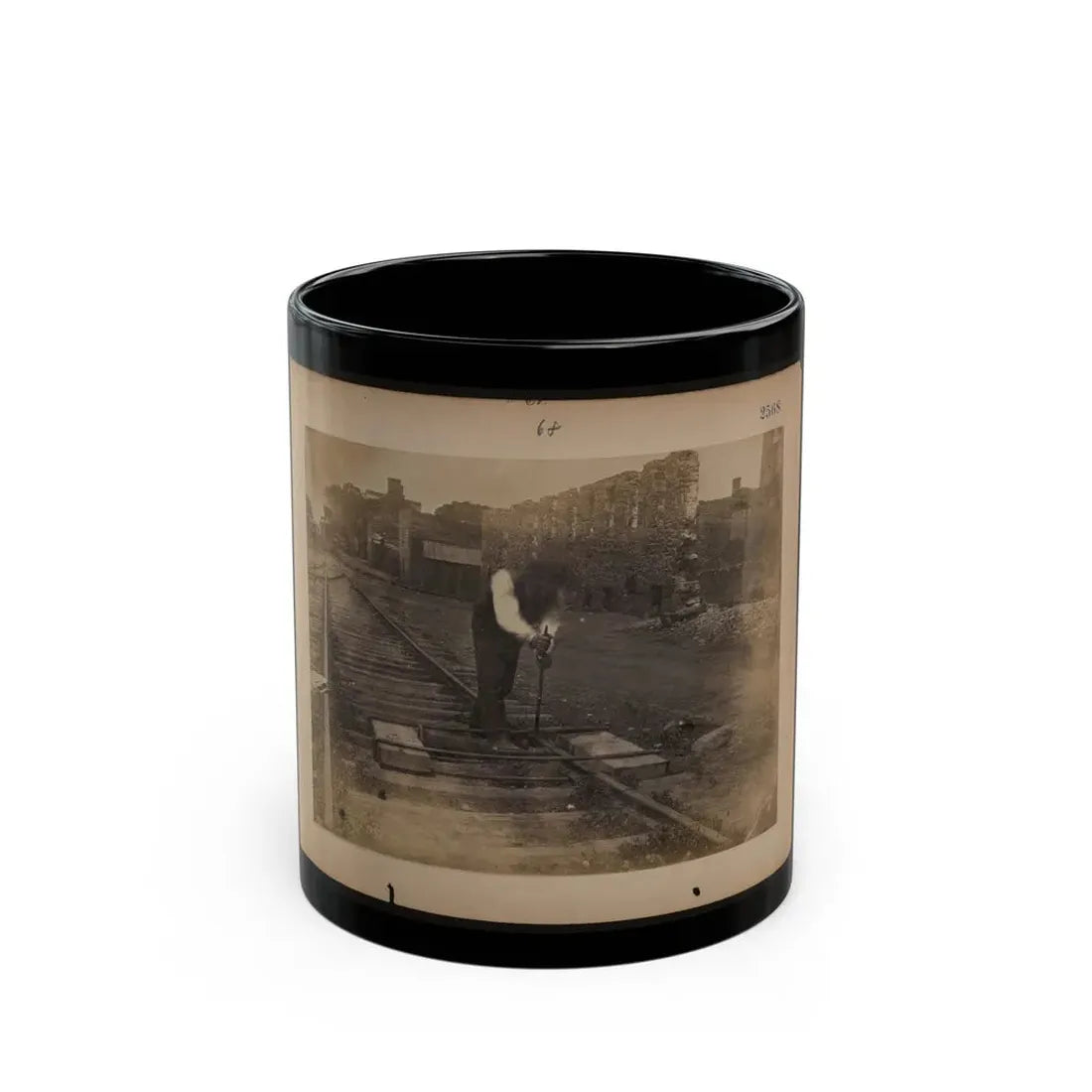 Railroad Construction Worker Straightening Track (U.S. Civil War) Black Coffee Mug 11oz - Go Mug Yourself