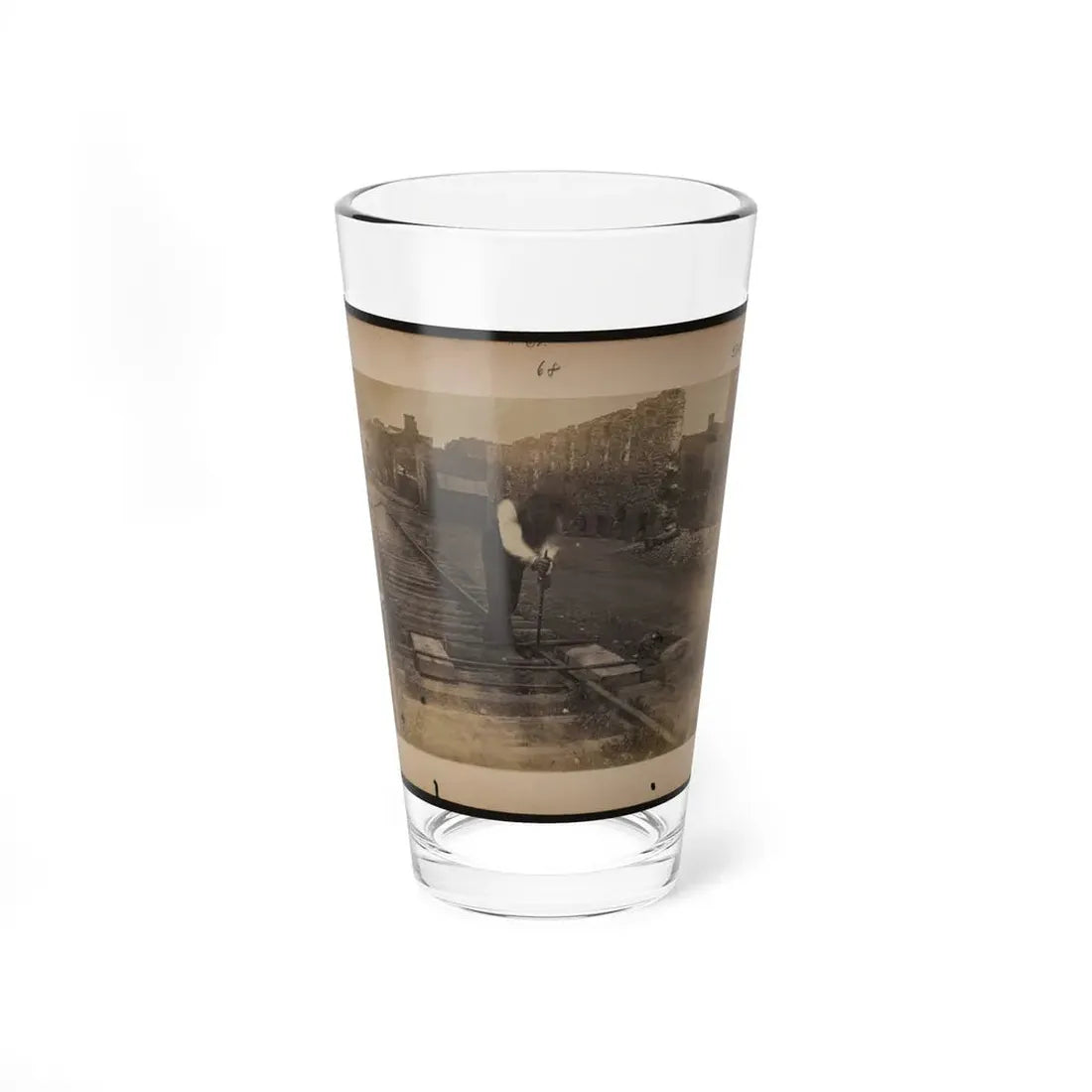 Railroad Construction Worker Straightening Track (U.S. Civil War) Pint Glass 16oz 16oz - Go Mug Yourself