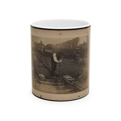 Railroad Construction Worker Straightening Track (U.S. Civil War) White Coffee Mug 11oz - Go Mug Yourself