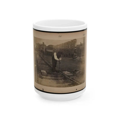 Railroad Construction Worker Straightening Track (U.S. Civil War) White Coffee Mug 15oz - Go Mug Yourself