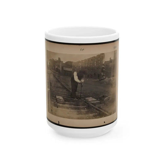 Railroad Construction Worker Straightening Track (U.S. Civil War) White Coffee Mug 15oz - Go Mug Yourself