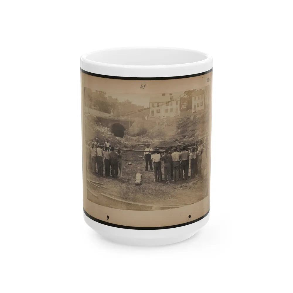 Railroad Construction Workers Holding Track (U.S. Civil War) White Coffee Mug-15oz-Go Mug Yourself