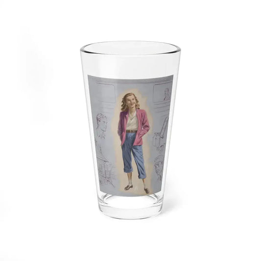 Railroad Study with Girl, preliminary story illustration (Magazine Illustration) Pint Glass 16oz 16oz - Go Mug Yourself
