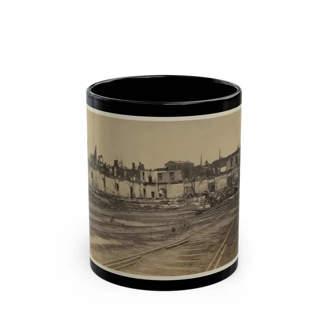 Railroad Yard Ruins, Richmond, Va. (U.S. Civil War) Black Coffee Mug 11oz - Go Mug Yourself