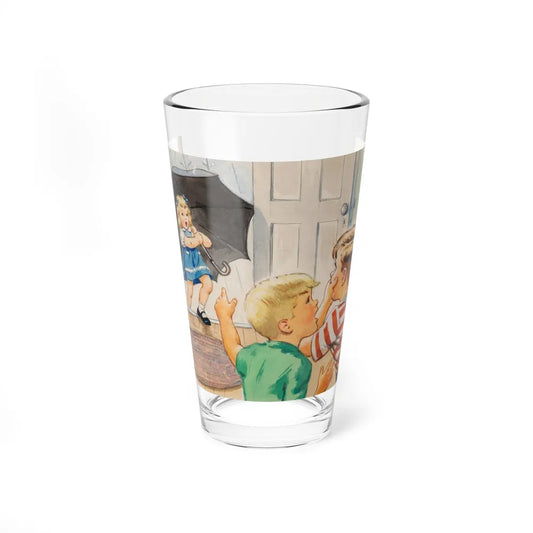 Rain, Dick and Jane illustration (Magazine Illustration) Pint Glass 16oz-16oz-Go Mug Yourself