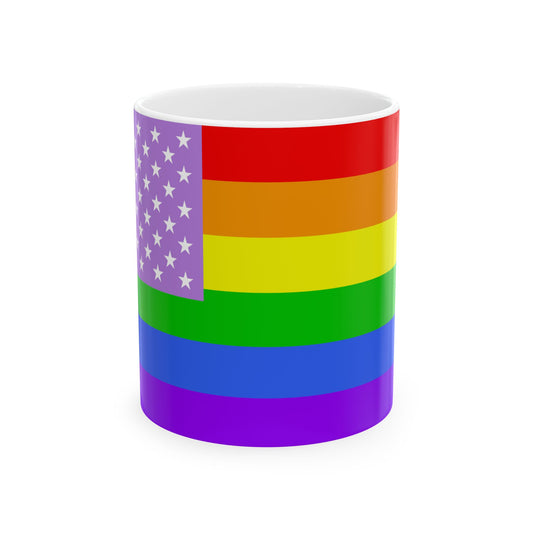 Rainbow flag (United States) White Coffee Mug-11oz-Go Mug Yourself