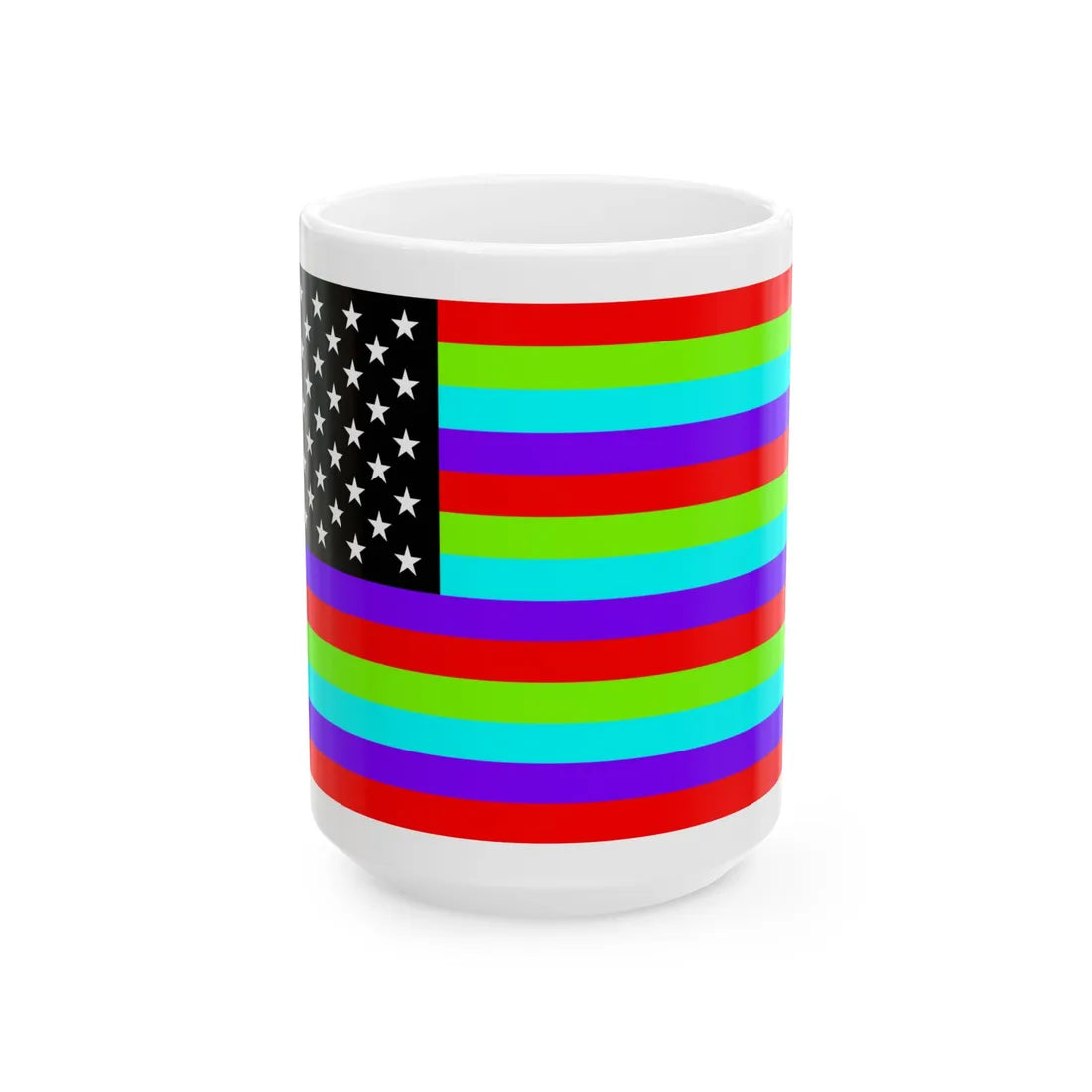 RainbowAmerica4 (United States) White Coffee Mug 15oz - Go Mug Yourself