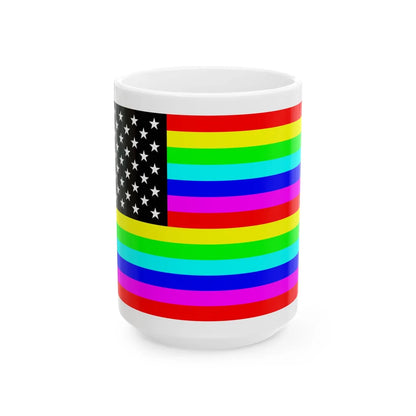 RainbowAmerica6 (United States) White Coffee Mug 15oz - Go Mug Yourself