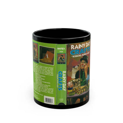 RAINY DAY CRAFTS SCISSORS PAPER AND GLUE (VHS COVER) - Black Coffee Mug-11oz-Go Mug Yourself