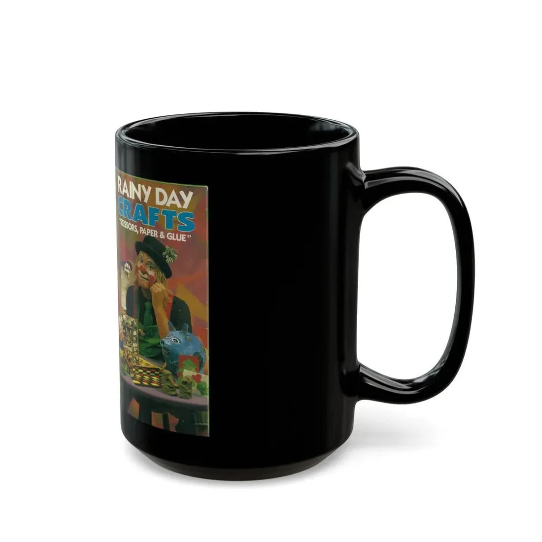 RAINY DAY CRAFTS SCISSORS PAPER AND GLUE (VHS COVER) - Black Coffee Mug - Go Mug Yourself