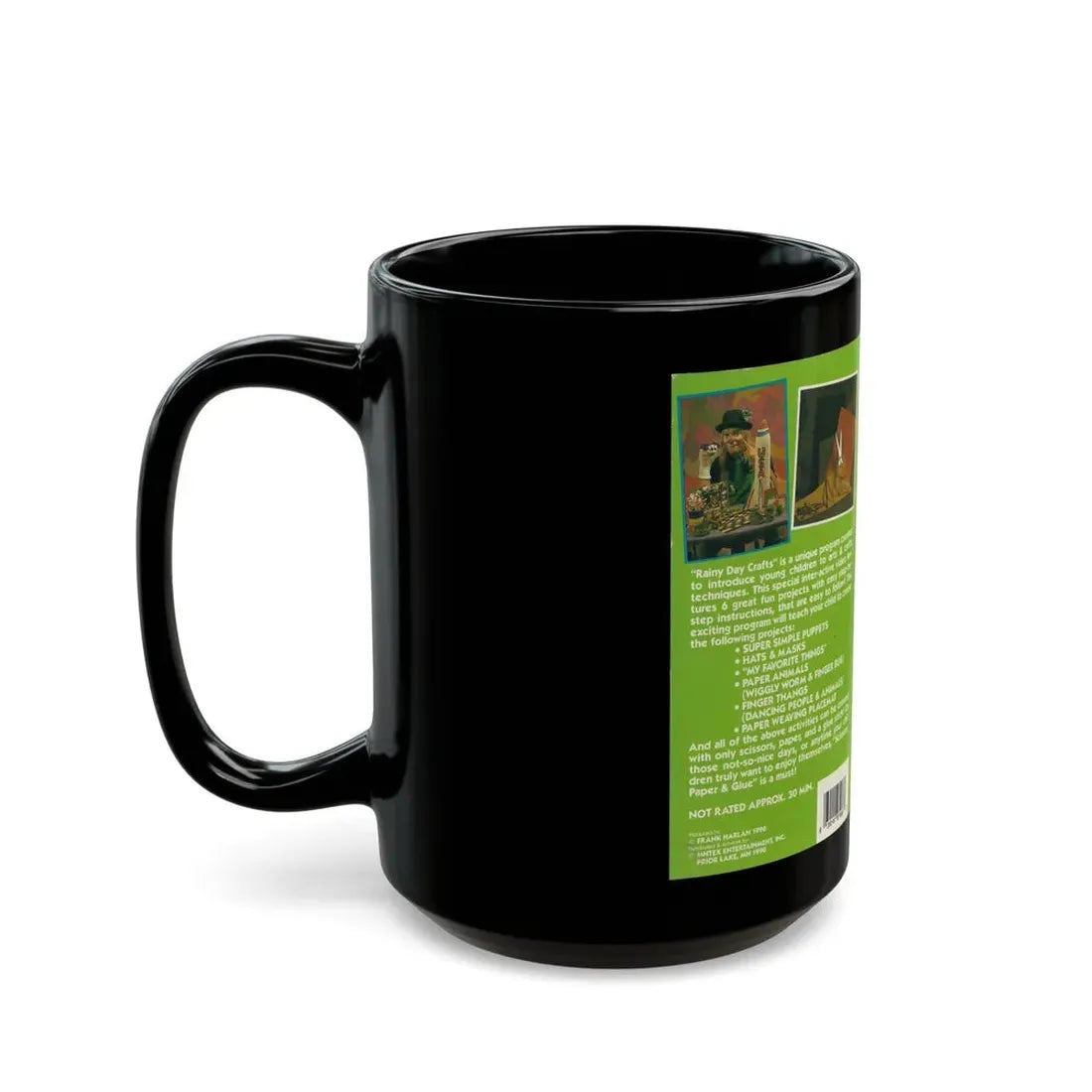 RAINY DAY CRAFTS SCISSORS PAPER AND GLUE (VHS COVER) - Black Coffee Mug - Go Mug Yourself