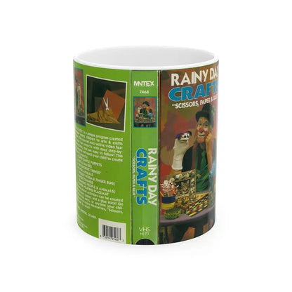 RAINY DAY CRAFTS SCISSORS PAPER AND GLUE (VHS COVER) - White Coffee Mug 11oz - Go Mug Yourself
