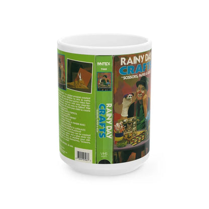 RAINY DAY CRAFTS SCISSORS PAPER AND GLUE (VHS COVER) - White Coffee Mug-15oz-Go Mug Yourself