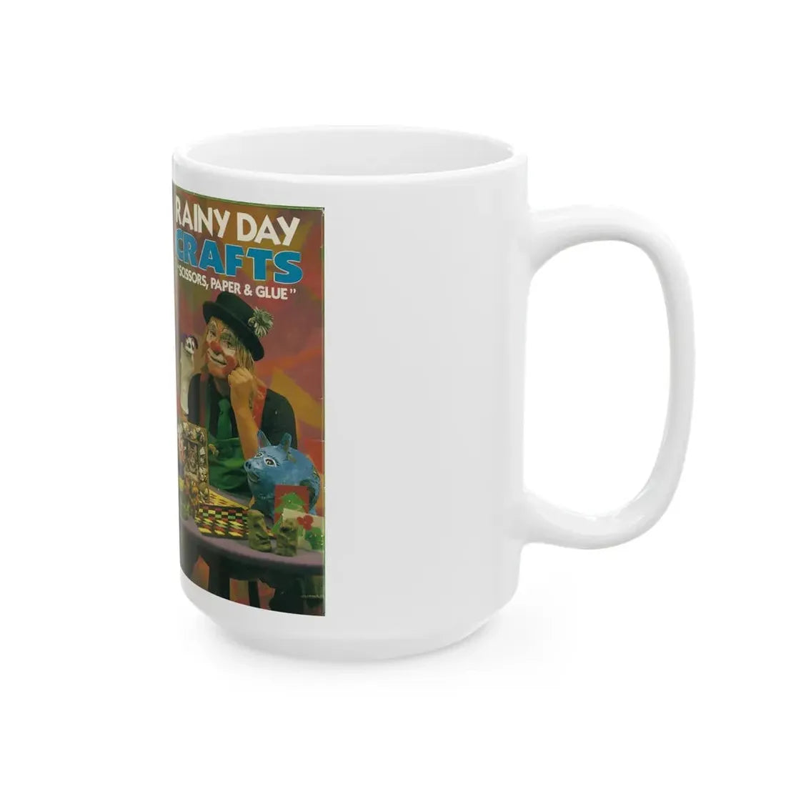 RAINY DAY CRAFTS SCISSORS PAPER AND GLUE (VHS COVER) - White Coffee Mug - Go Mug Yourself