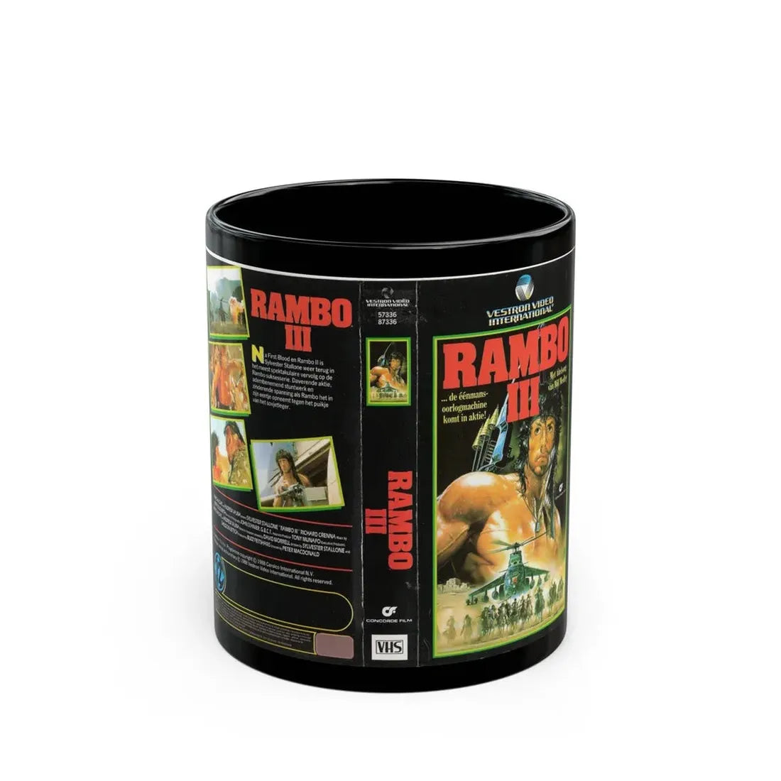RAMBO 3 (VHS COVER) - Black Coffee Mug 11oz - Go Mug Yourself