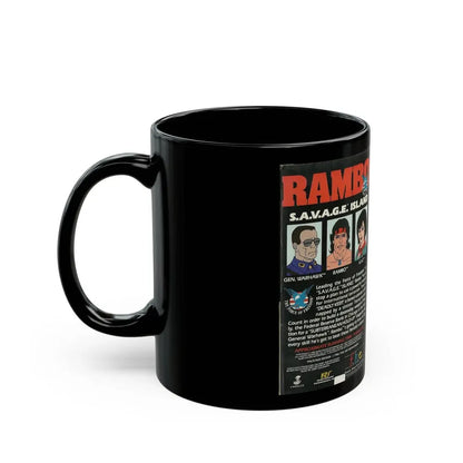 RAMBO CARTOON SAVAGE ISLAND (VHS COVER) - Black Coffee Mug - Go Mug Yourself