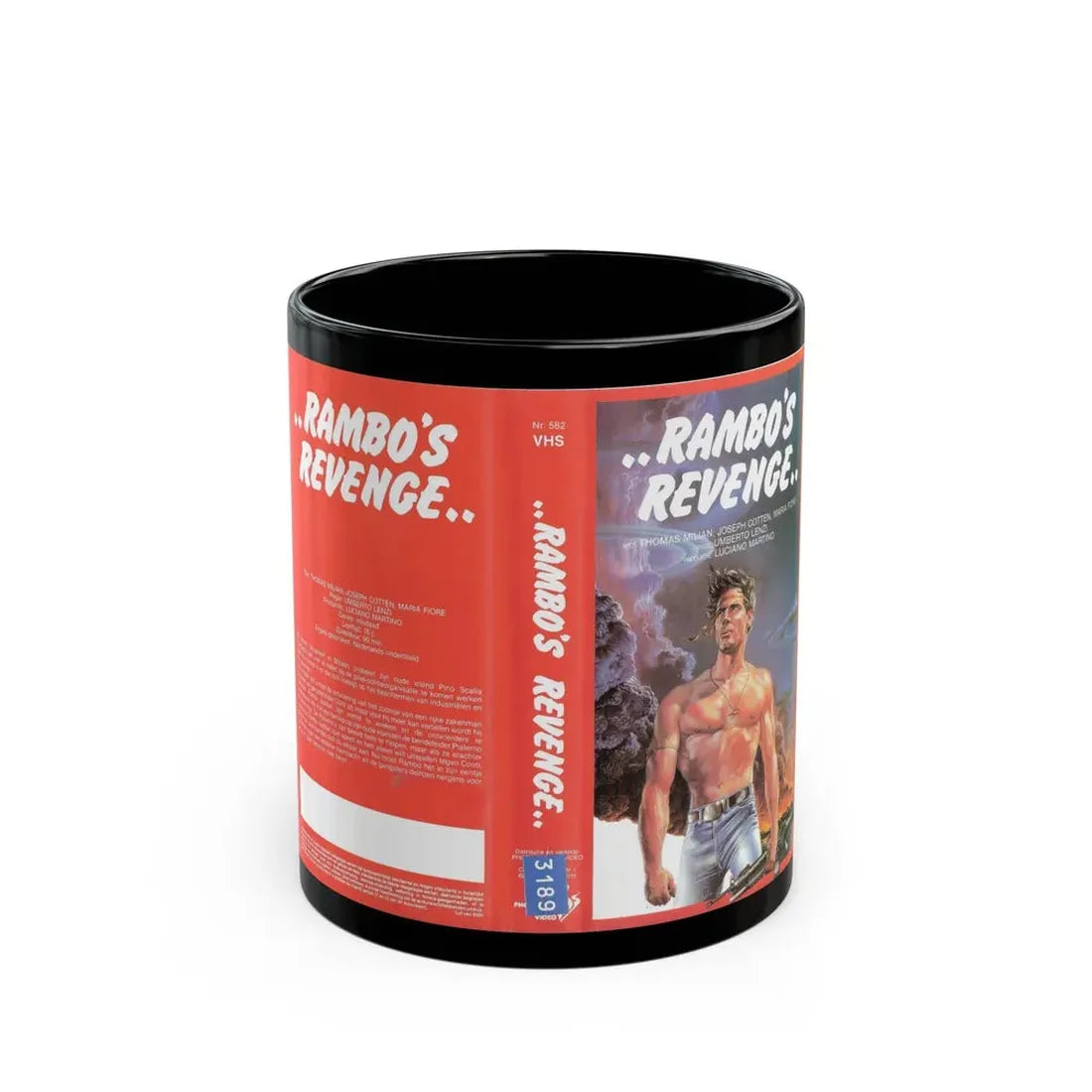 RAMBOS REVENGE (VHS COVER) - Black Coffee Mug 11oz - Go Mug Yourself