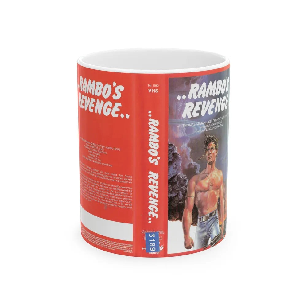 RAMBOS REVENGE (VHS COVER) - White Coffee Mug-11oz-Go Mug Yourself